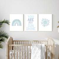 Nursery decor boy, rainbow nursery, Nursery prints, nursery wall art boy, blue, moon star, cloud, nursery wall art, boy nursery print