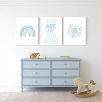 Nursery decor boy, rainbow nursery, Nursery prints, nursery wall art boy, blue, moon star, cloud, nursery wall art, boy nursery print