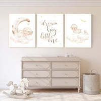 Sheep nursery decor, Gray nursery decor, nursery decor lambs, nursery wall art sheep, moon and cloud wall art nursery gender neutral nursery