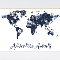 Floral nursery, girl nursery, map nursery art, world map, girl room decor, girl nursery, navy blue, girl nursery ideas