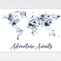 Floral nursery, girl nursery, map nursery art, world map, girl room decor, girl nursery, navy blue, girl nursery ideas