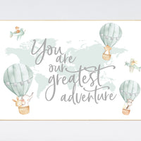 Hot air balloon nursery, Nursery decor neutral, gender neutral, animal nursery, woodland animals, sage green, green nursery, animal prints