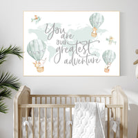 Hot air balloon nursery, Nursery decor neutral, gender neutral, animal nursery, woodland animals, sage green, green nursery, animal prints