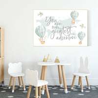 Hot air balloon nursery, Nursery decor neutral, gender neutral, animal nursery, woodland animals, sage green, green nursery, animal prints