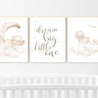 Sheep nursery decor, Gray nursery decor, nursery decor lambs, nursery wall art sheep, moon and cloud wall art nursery gender neutral nursery