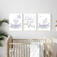 Purple nursery, Boho baby room, nursery wall art sheep, nursery decor girl, nursery decor girl floral, lilac nursery decor, lavender, lamb