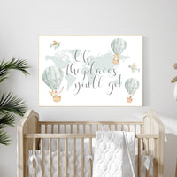 Sage green wall art, Nursery decor gender neutral, gender neutral nursery decor, baby room decor, nursery prints neutral, hot air balloon