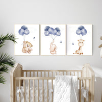 Boy nursery room decor, animal nursery, navy blue nursery decor, elephant nursery, giraffe nursery, baby boy nursery room decor, bear