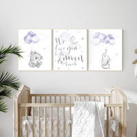 Nursery decor girl purple, elephant nursery, lavender and gray, elephant balloons, purple nursery, girl nursery ideas, lilac nursery