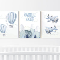 Nursery decor boy adventure, adventure nursery, travel theme nursery, hot air balloon nursery, plane nursery, boys room decor