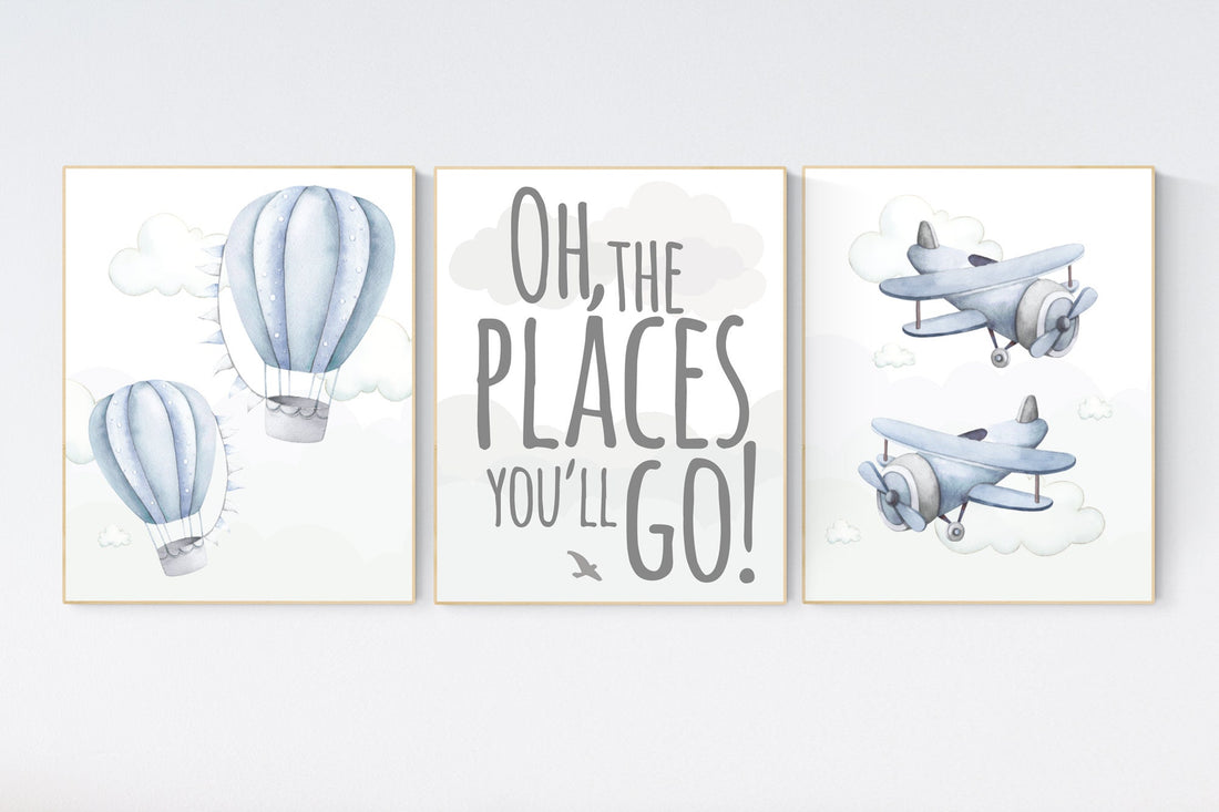 Nursery decor boy adventure, adventure nursery, travel theme nursery, hot air balloon nursery, plane nursery, boys room decor