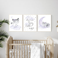 Cat nursery print, kitten nursery print, nursery decor girl, nursery art girl dream big, cat print, purple nursery, lilac nursery