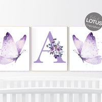 Nursery decor girl purple, butterfly nursery, burgundy nursery, floral nursery, girl room decor, butterfly prints, nursery wall art girl