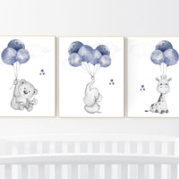 Nursery decor boy, animal nursery, navy blue nursery decor, elephant nursery, giraffe nursery, baby boy nursery room decor, bear nursery