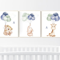 Nursery wall art gender neutral, sage nursery, navy nursery, animal prints for nursery decor, elephant nursery, neutral nursery decor