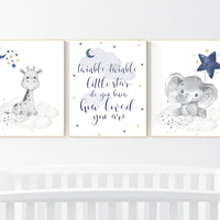 Nursery decor boy, twinkle twinkle little star, navy and gold nursery, navy gold nursery, elephant nursery, giraffe nursery, boys room decor