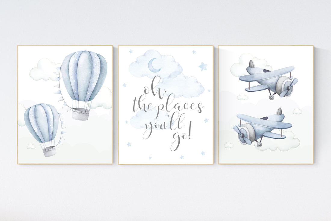 Nursery decor boy adventure, adventure nursery, travel theme nursery, hot air balloon nursery, plane nursery, boys room decor