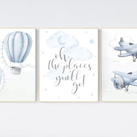 Nursery decor boy adventure, adventure nursery, travel theme nursery, hot air balloon nursery, plane nursery, boys room decor