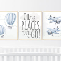Nursery decor boy adventure, adventure nursery, travel theme nursery, hot air balloon nursery, plane nursery, boys room decor