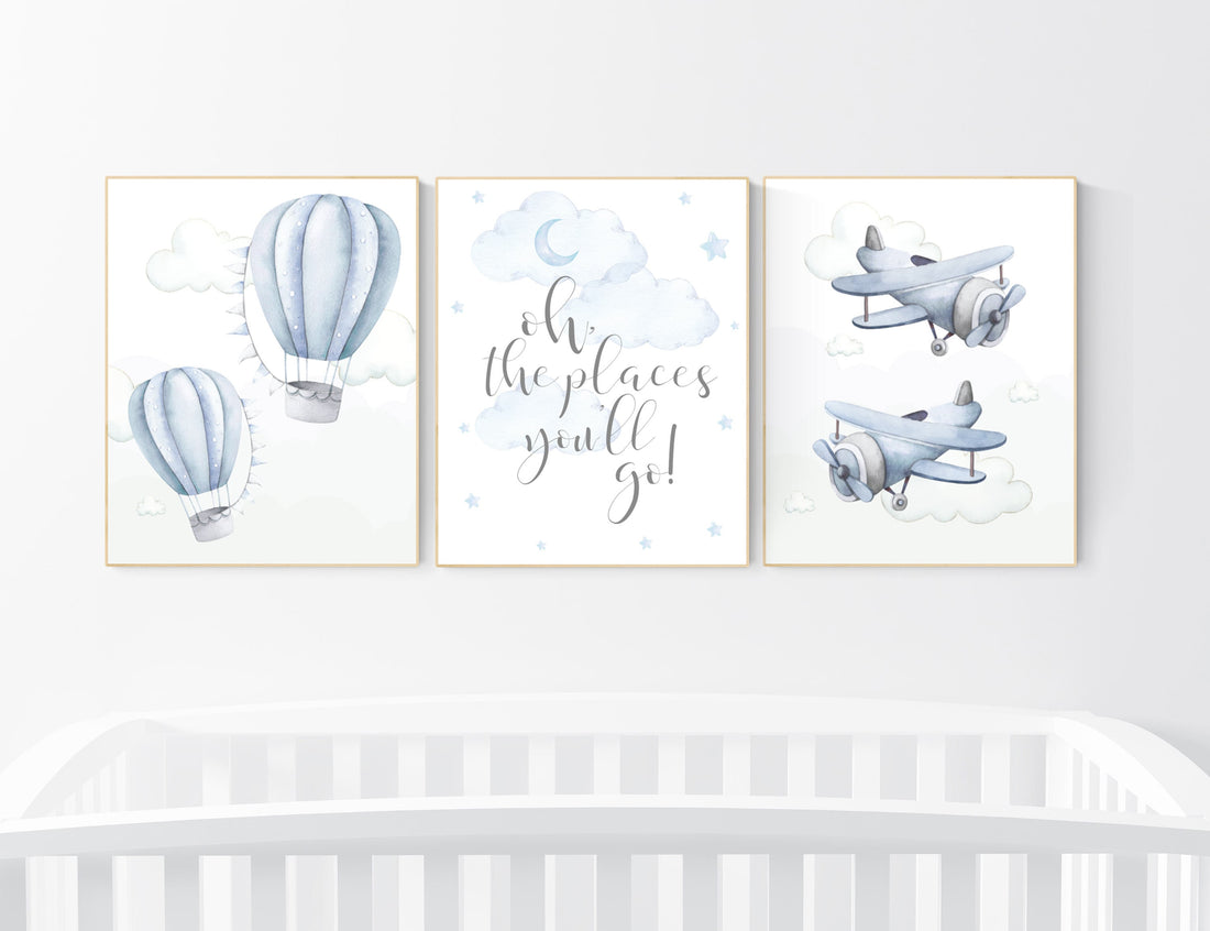 Nursery decor boy adventure, adventure nursery, travel theme nursery, hot air balloon nursery, plane nursery, boys room decor