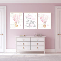 Nursery decor girl woodland, hot air balloon nursery, nursery decor woodland animal, hot air balloon nursery animal, pink nursery print