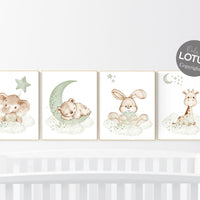 Gender neutral nursery, green nursery, animal prints for nursery, sage green, baby room decor, nursery wall art animals, neutral nursery