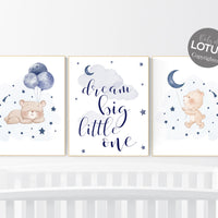 Nursery decor bear, nursery decor boy, bear nursery print, navy blue, teddy bear decor, nursery wall art animals, boy nursery wall art, navy