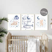 Nursery decor bear, nursery decor boy, bear nursery print, navy blue, teddy bear decor, nursery wall art animals, boy nursery wall art, navy
