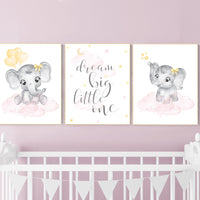 Nursery decor girl, pink and yellow, Elephant nursery, nursery wall art elephant, girl nursery decor, girl nursery, pink yellow