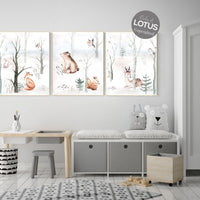 CANVAS LISTING: Nursery decor woodland animals, gender neutral nursery, Woodland Nursery Wall Art, Woodland animal prints
