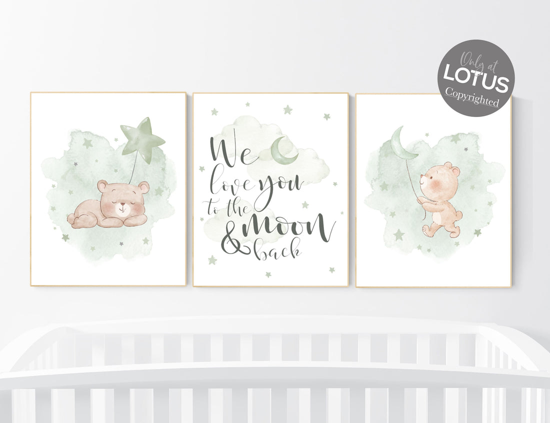 Nursery decor gender neutral, sage green nursery, bear nursery, green nursery, gender neutral nursery, sage green, baby room decor, bear
