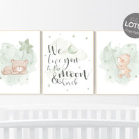 Nursery decor gender neutral, sage green nursery, bear nursery, green nursery, gender neutral nursery, sage green, baby room decor, bear
