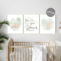 Nursery decor gender neutral, sage green nursery, bear nursery, green nursery, gender neutral nursery, sage green, baby room decor, bear