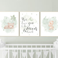 Nursery decor gender neutral, sage green nursery, bear nursery, green nursery, gender neutral nursery, sage green, baby room decor, bear