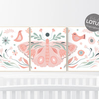 Nursery decor girl butterflies, Butterfly Nursery Art, Girl Nursery Art, Butterfly Nursery Decor for Baby Girl, Butterfly Art, blush pink