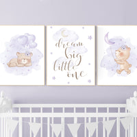 Bear nursery, Nursery decor girl purple, purple nursery, lavender nursery, lilac nursery, teddy bear, girls room decor, girl nursery decor