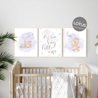 Bear nursery, Nursery decor girl purple, purple nursery, lavender nursery, lilac nursery, teddy bear, girls room decor, girl nursery decor