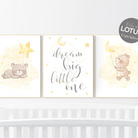 Nursery decor bear, gender neutral nursery wall art, yellow nursery, bear nursery print, teddy bear decor, nursery wall art animals, yellow