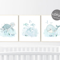 Ocean nursery decor, Nautical nursery print set, under the sea nursery, gender neutral nursery, ocean, nautical, Under the sea wall art