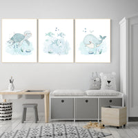 Ocean nursery decor, Nautical nursery print set, under the sea nursery, gender neutral nursery, ocean, nautical, Under the sea wall art