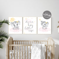Nursery decor girl, pink and yellow, Elephant nursery, nursery wall art elephant, girl nursery decor, girl nursery, pink yellow