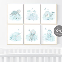 Nursery decor under the sea, ocean nursery, nursery decor boy nautical, nursery decor nautical, sea theme nursery decor, fish, whale, sea