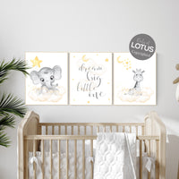 Nursery decor neutral, Yellow nursery, nursery wall art elephant, giraffe nursery, gender neutral, yellow and grey nursery art, baby room
