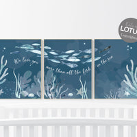 Under the sea wall art, Ocean nursery decor, Nautical nursery print set, under the sea nursery, gender neutral nursery, ocean, nautical