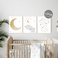 Nursery wall art grey, gray gold nursery, nursery decor neutral, baby room decor gender neutral, moon and stars, grey gold, baby room art