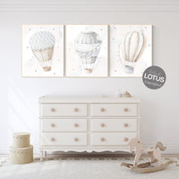 Nursery decor neutral, hot air balloon, gender neutral, grey nursery, baby room decor, beige nursery, neutral colors, travel themed nursery