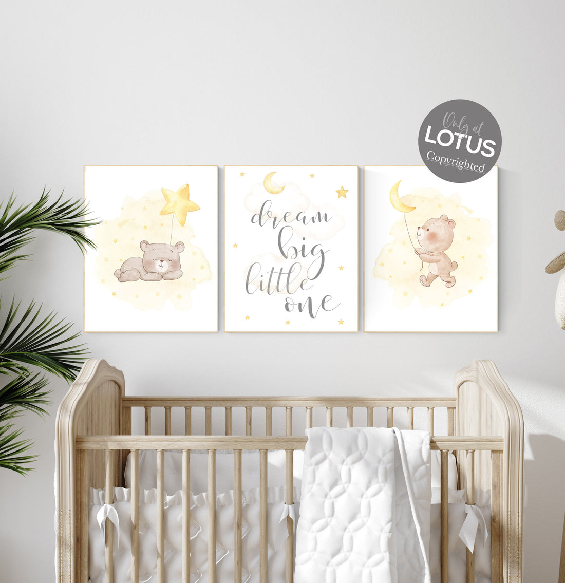 Nursery decor bear, gender neutral nursery wall art, yellow nursery, bear nursery print, teddy bear decor, nursery wall art animals, yellow
