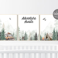 Nursery decor woodland, green nursery, Camping Prints, Adventure Nursery Decor, woodland nursery, forest nursery, adventure awaits, sage
