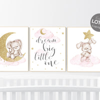 Nursery decor girl flower bunny, nursery wall art bunny, pink gold nursery decor, bunny print nursery girl, rabbit nursery, rabbit print