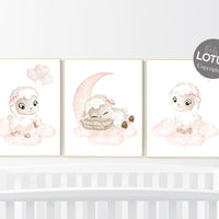 Nursery decor lambs, sheep nursery, girl nursery, blush nursery, girls room decor, sheep print for nursery, nursery wall art, lamb nursery
